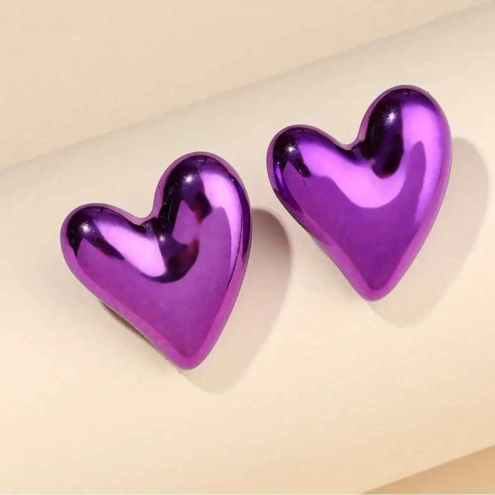 Purple Heart Stud Earrings
